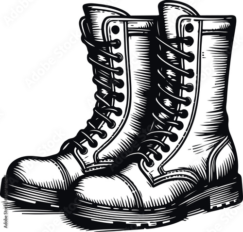 Minimal Bovver Boots Icon Vector Illustration Design On White Background, Silhouette Vector Style