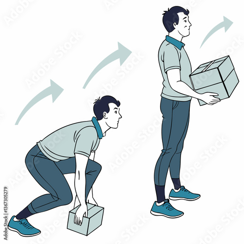 Illustrative Guide to Safe Lifting Technique: Correct Posture for Manual Handling