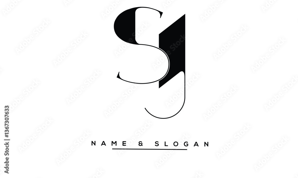 Fototapeta premium JS, SJ Abstract Letters Logo Monogram