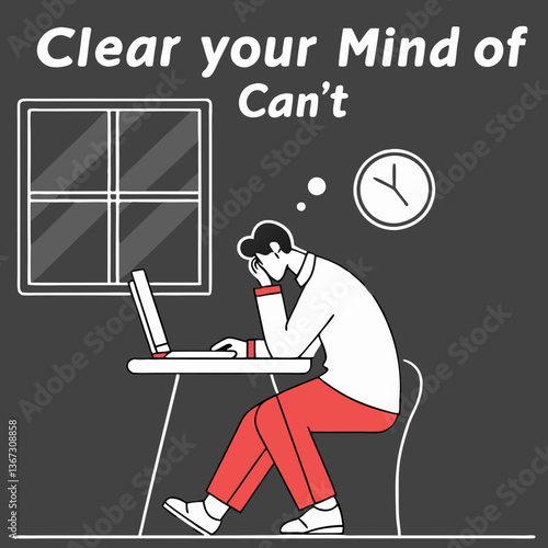 Illustration evoking focus and motivation for success against self-doubt