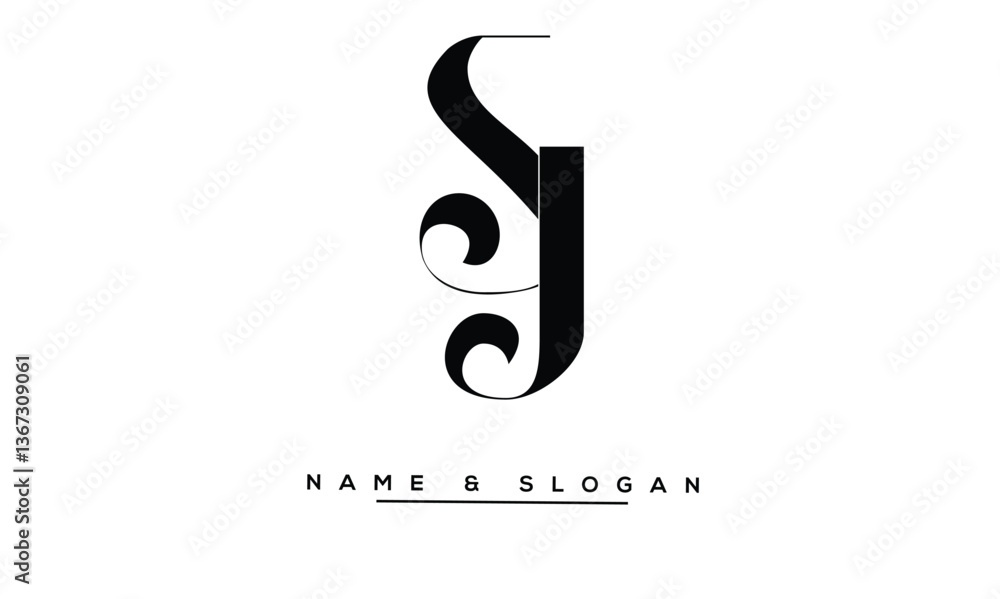 Obraz premium JS, SJ Abstract Letters Logo Monogram