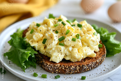 Creamy Egg Salad on Seeded Toast with Fresh Lettuce