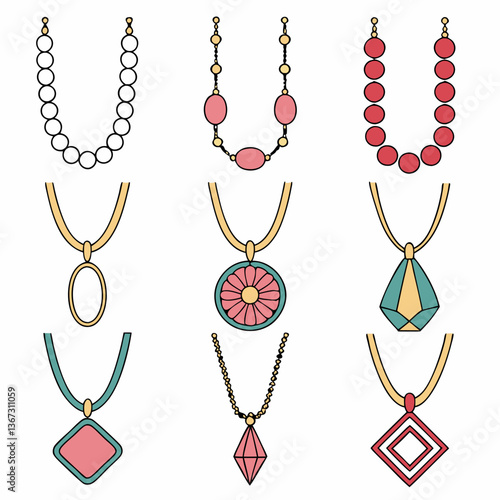 Diverse necklaces assortment showcasing jewelry design, elegance, and craftsmanship