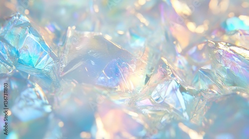 Translucent Icy Holographic Texture with Subtle Crystalline Patterns and Diffused Light Reflections