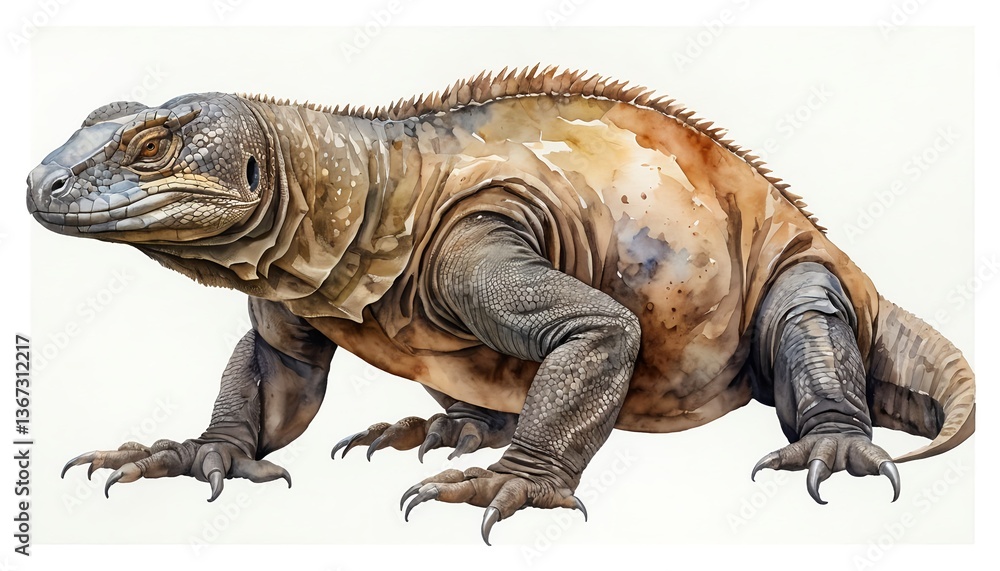 Obraz premium Komodo Dragon Watercolor Illustration