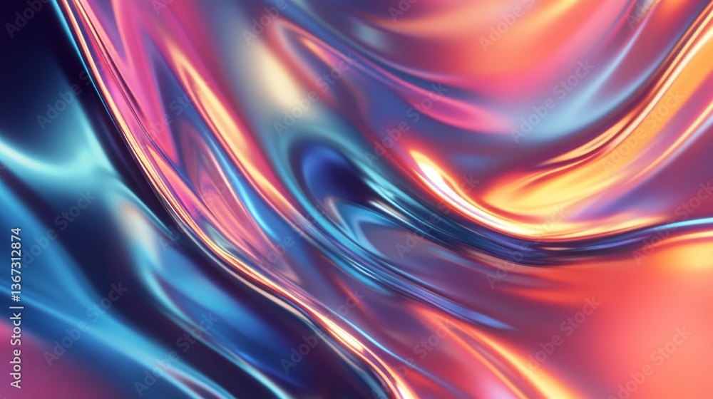 Naklejka premium Futuristic Metallic Holographic Background with Polished Reflections and Sleek Gradients
