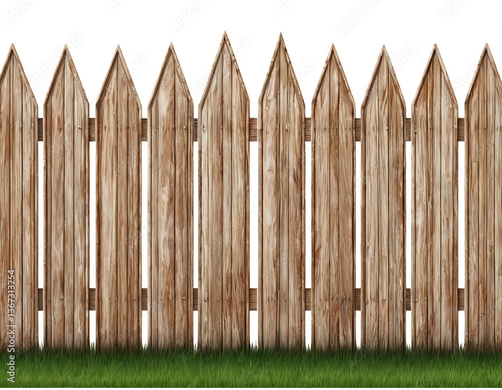 Fototapeta premium Wooden Picket Fence with Grass