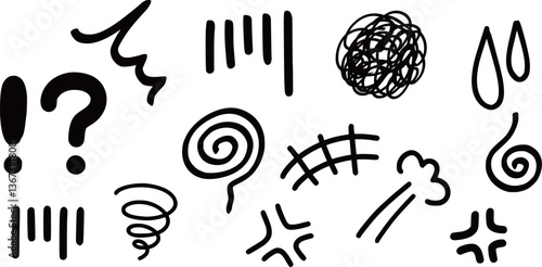 A series of emotional expressions drawn in manga style, vector illustration