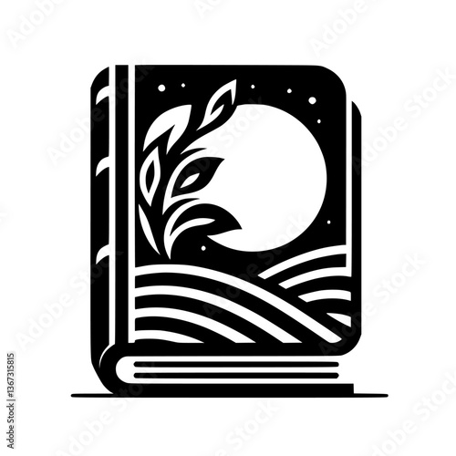 Storybook Nocturne: A Black and White Literary Landscape