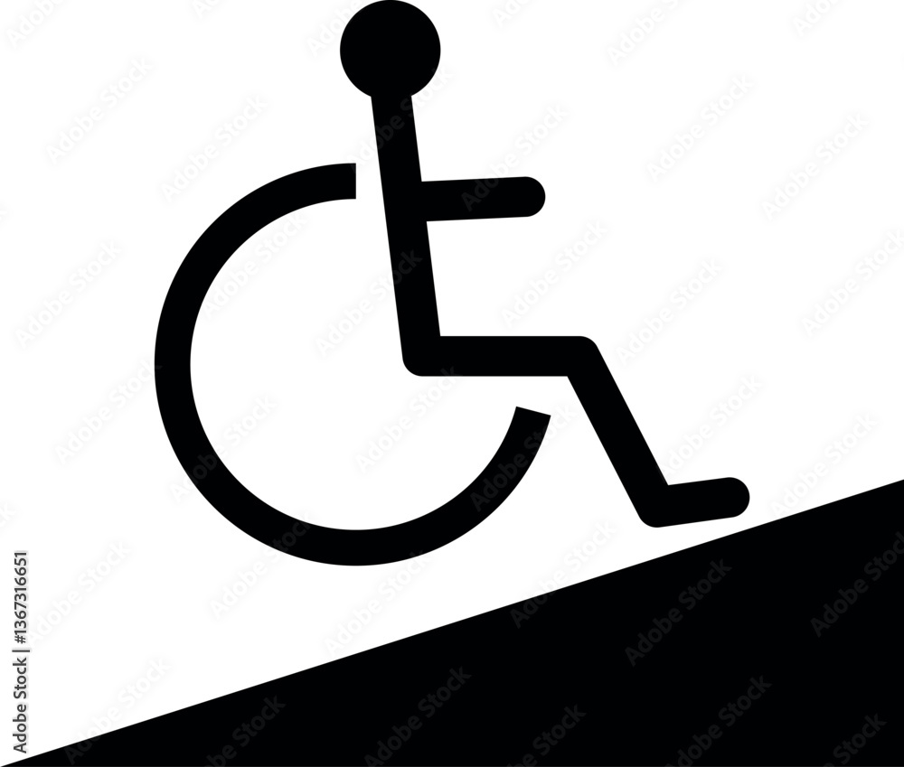 Wheelchair ramp icon isolated on white background . Access ramp sign . Vector illustration Wheelchair ramp icon isolated on white background . Access ramp sign . Vector illustration