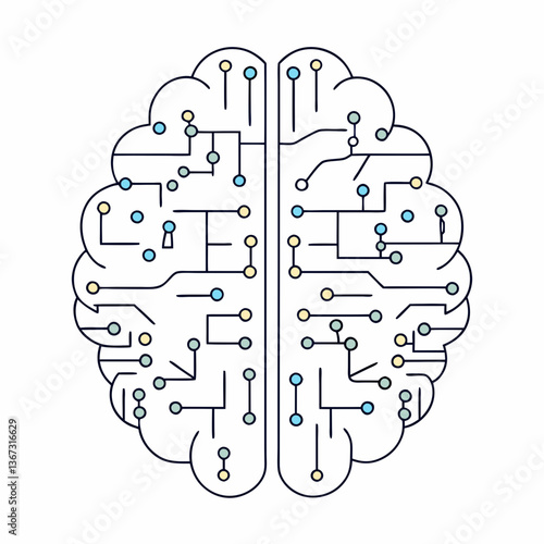 Brain with Circuit Design Representing Technology and Intelligence  