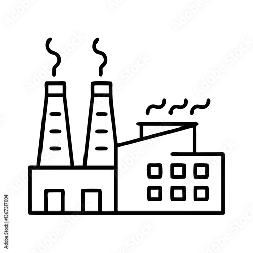 Industrial factory with smokestacks emitting steam  