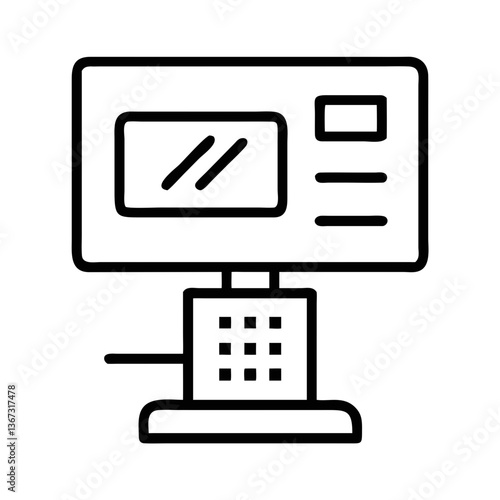 Self-checkout machine screen illustration in minimalist style  