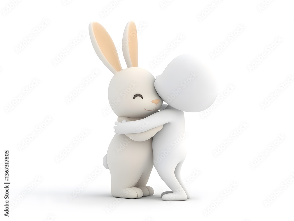 Fototapeta premium 3D person hugging Easter bunny