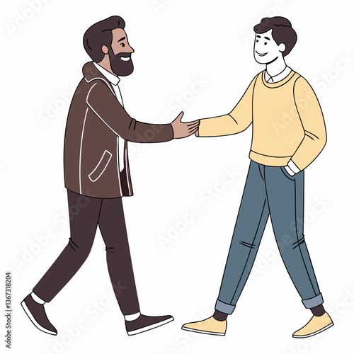 Cordial handshake illustration depicting a business agreement or welcoming gesture
