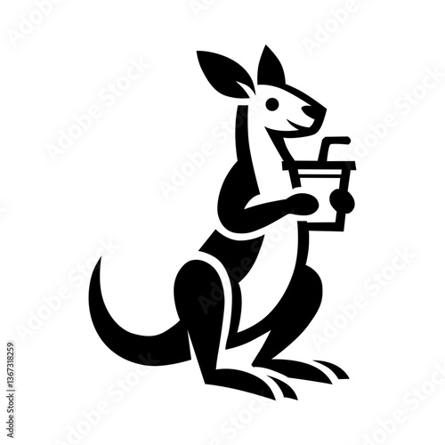 Kangaroo Enjoying a Refreshing Drink