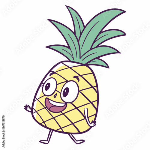Cute pineapple Mascot Vector Design