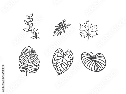 leaves line style icon vector, easy to edit the color and minor shape changes.