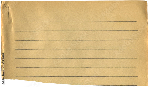 Aged ripped paper with line. Vintage realistic warped paper scrap for background, scrapbooking, paper collage making