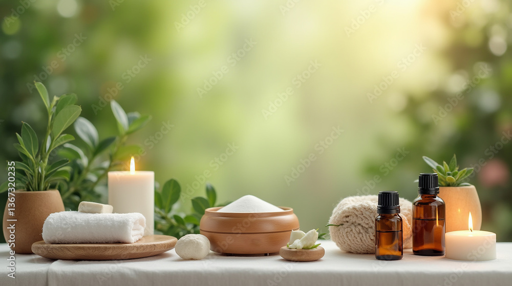 Spa composition. Essential oil diffuser, cosmetic products Spa composition. Essential oil diffuser, cosmetic products