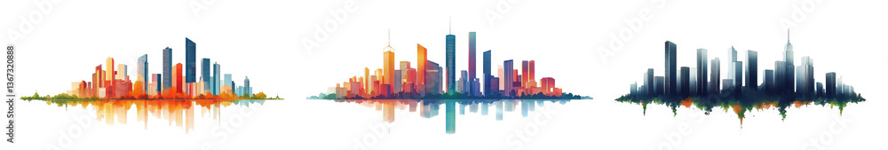 Naklejka premium abstract cityscape vector art with reflections.