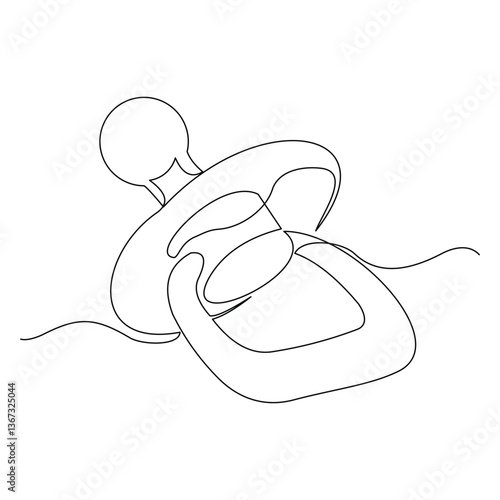 Continuous single line of baby pacifier newborn toddler tool equipment children family love sketch drawing editable stroke vector illustration