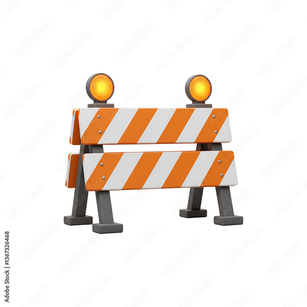 Road Construction Barrier with Warning Lights Icon Road Construction Barrier with Warning Lights Icon