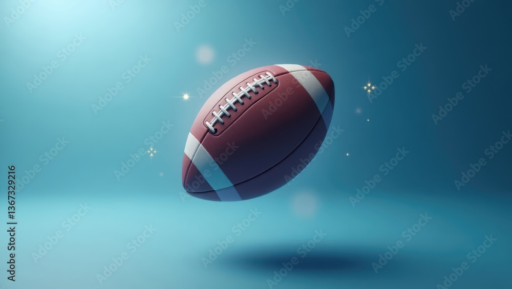 American Football Game Day Sport Floating Blue Background 3D Render Competition Victory Touchdown American Football Game Day Sport Floating Blue Background 3D Render Competition Victory Touchdown