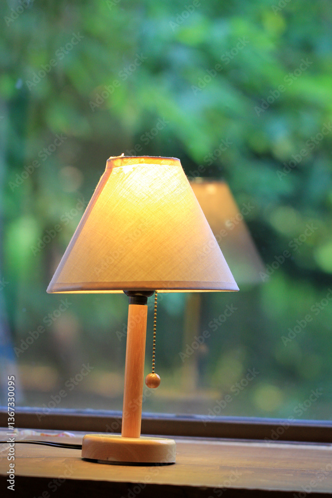 Cozy Lamp by the Window with Serene Ambiance