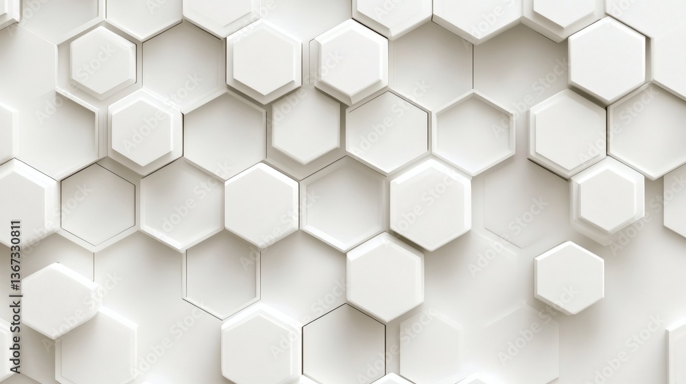 Fototapeta premium Abstract white hexagon pattern background texture for design (1)