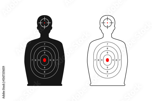 Man Shaped Shooting Target Stock Illustration for Rifle Range Practice and Training