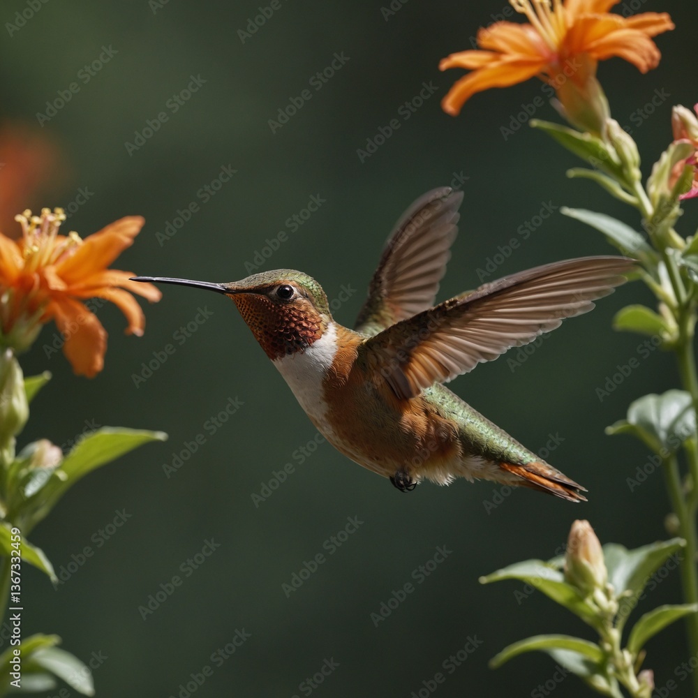 Naklejka premium hummingbird and flower