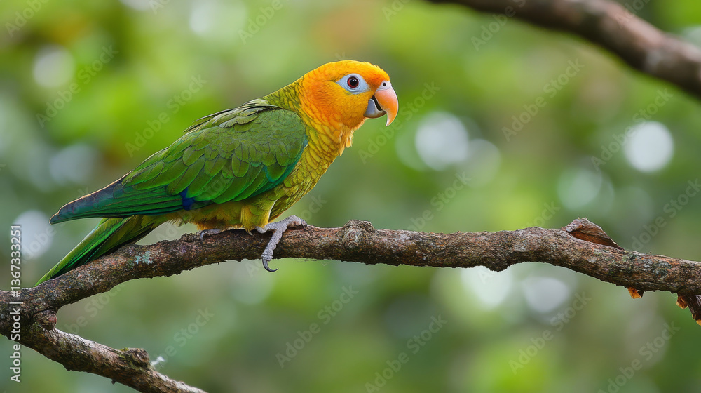 Vibrant parrot perched on branch in nature beauty Vibrant parrot perched on branch in nature beauty