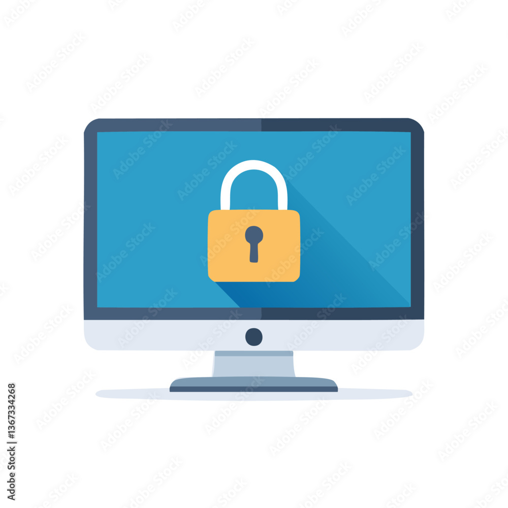 Insecurity on monitor in trendy flat style isolated on white background. Vector illustration. Insecurity on monitor in trendy flat style isolated on white background. Vector illustration.