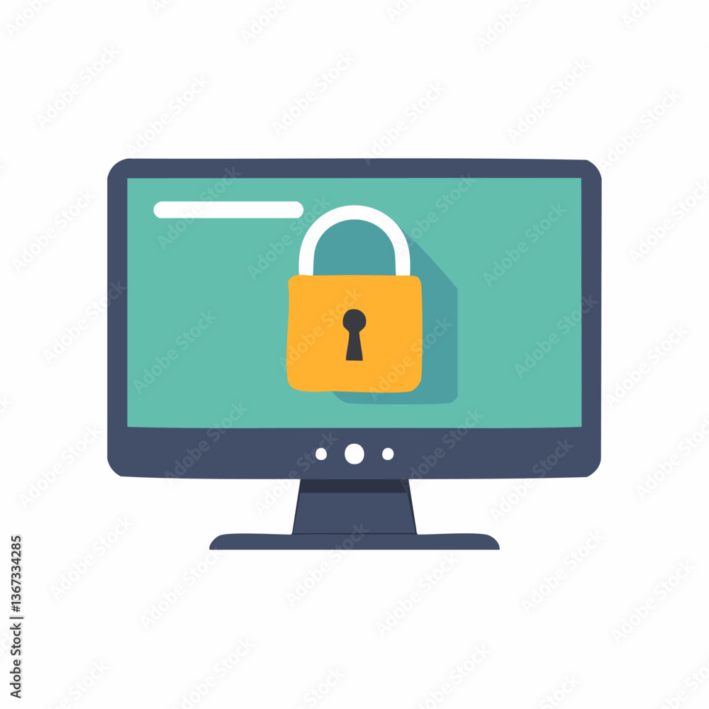 Insecurity on monitor in trendy flat style isolated on white background. Vector illustration. Insecurity on monitor in trendy flat style isolated on white background. Vector illustration.