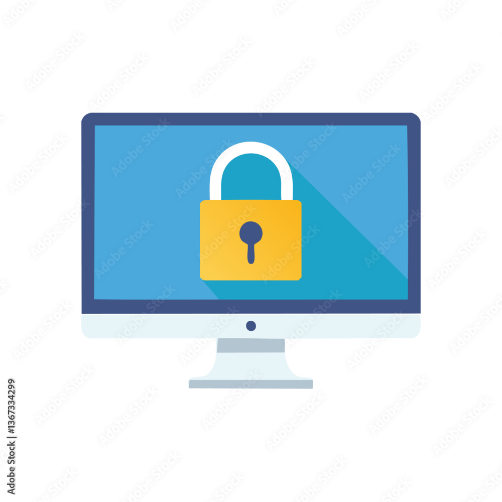 Insecurity on monitor in trendy flat style isolated on white background. Vector illustration. Insecurity on monitor in trendy flat style isolated on white background. Vector illustration.