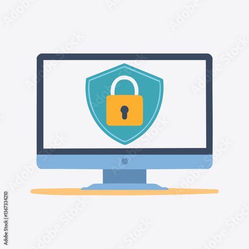 Insecurity on monitor in trendy flat style isolated on white background. Vector illustration.
