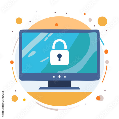 Insecurity on monitor in trendy flat style isolated on white background. Vector illustration.