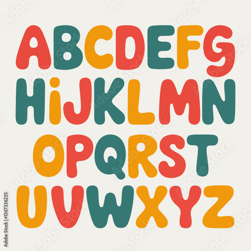 Cute colorful hand drawn summer font