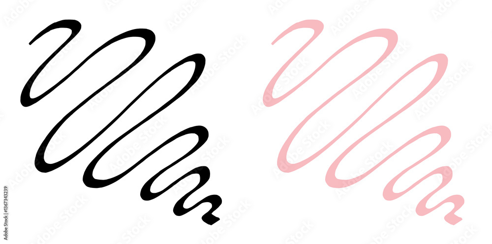 Obraz premium This is a curved hand-drawn illustration.