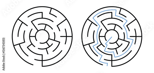 Circle Labyrinth Maze Game for Children Worksheet with Solution