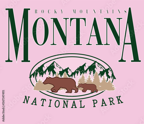 Montana bear Ski club alpine mountain adventure winter cosy sports Varsity College Trending Graphic Tee t-shirt logo slogan artwork typography tote badge emblem crest explore camping camp trail climb 