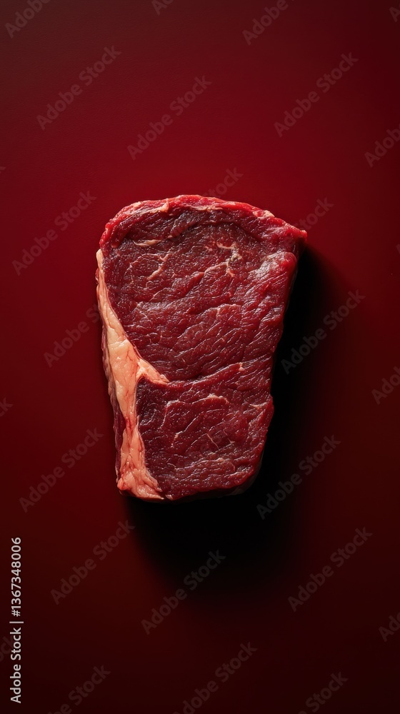 Obraz premium A close up of a piece of meat on a red background