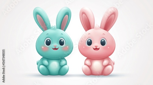 A fanciful pink bunny in a bright, cheerful sweater with a lively pattern