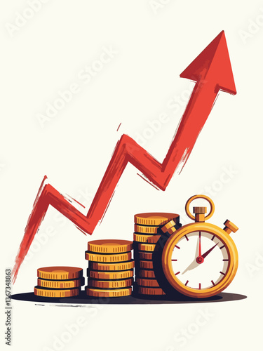  energetic of a financial growth concept, using a loose and expressive style