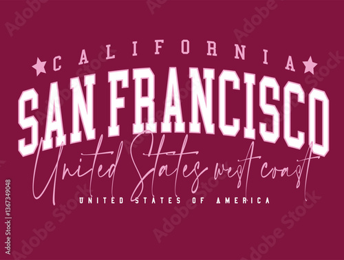 San Fran Francisco california curve varsity script retro vintage sport USA Trending American Graphic Tee t-shirt logo slogan graphic artwork typography tote badge emblem crest league teams sports