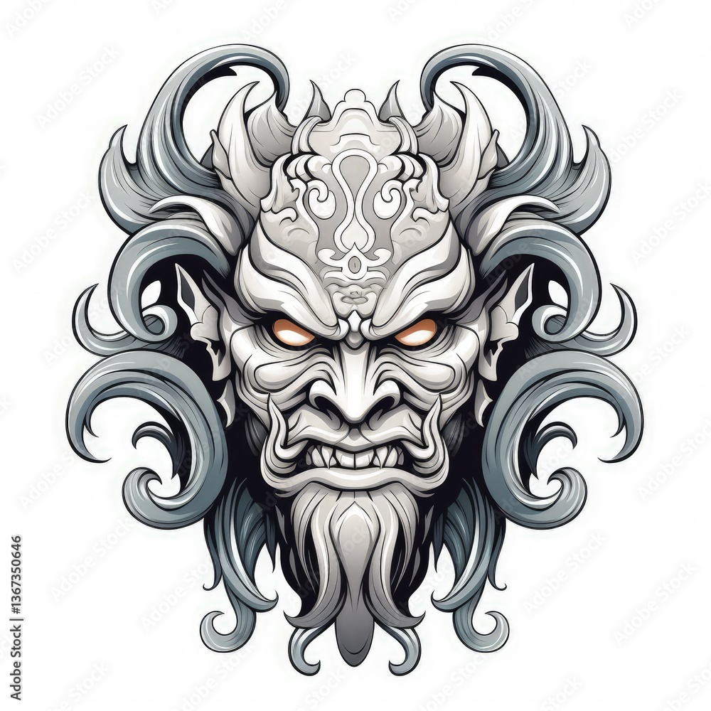 Obraz premium Mythical Oni Mask Adorning a Legendary Samurai Warrior
