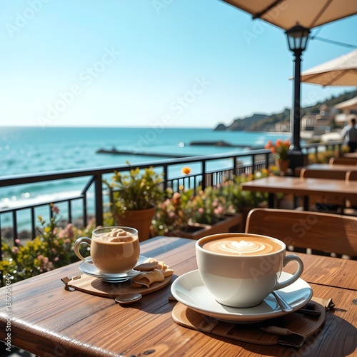 On a sunny day, enjoy a cool cup of coffee while taking in the beautiful sea view from the cafe terrace.
