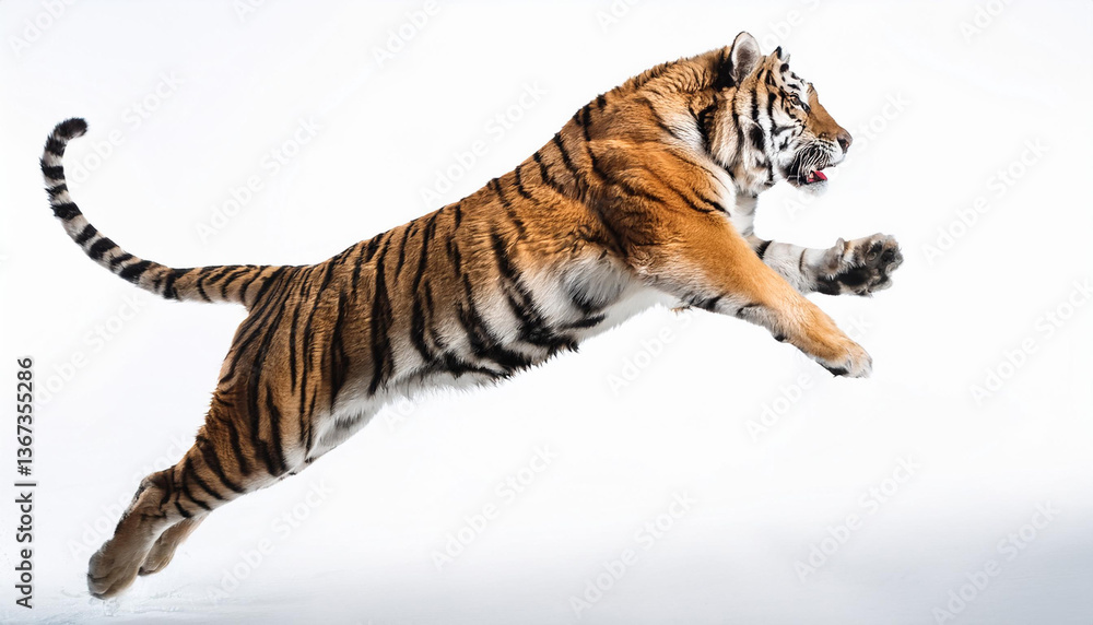 Obraz premium tiger Jumping on White Background
