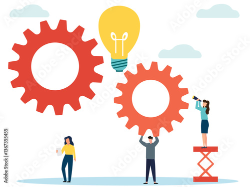 Team business people teamwork help Lightbulb idea concept  create of innovative ideas t vector illustration.